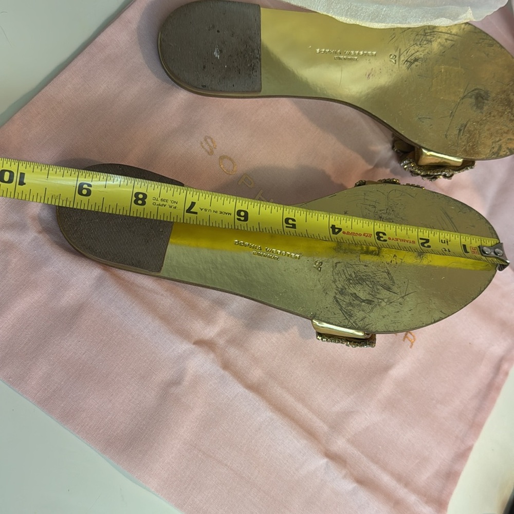 Sophia Webster Lilico Gold Crystal Slides Sandals-worn once size 7 original box - Picture 9 of 12